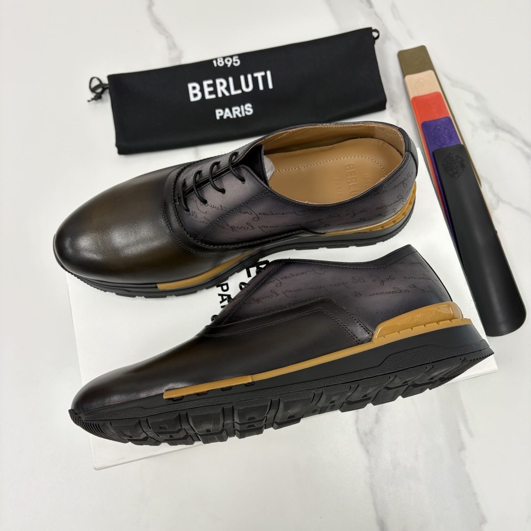 💋💍Berlut* 布鲁提 升级版第四代私模大底 Fast Track皮革运动鞋 官方 11,200 最