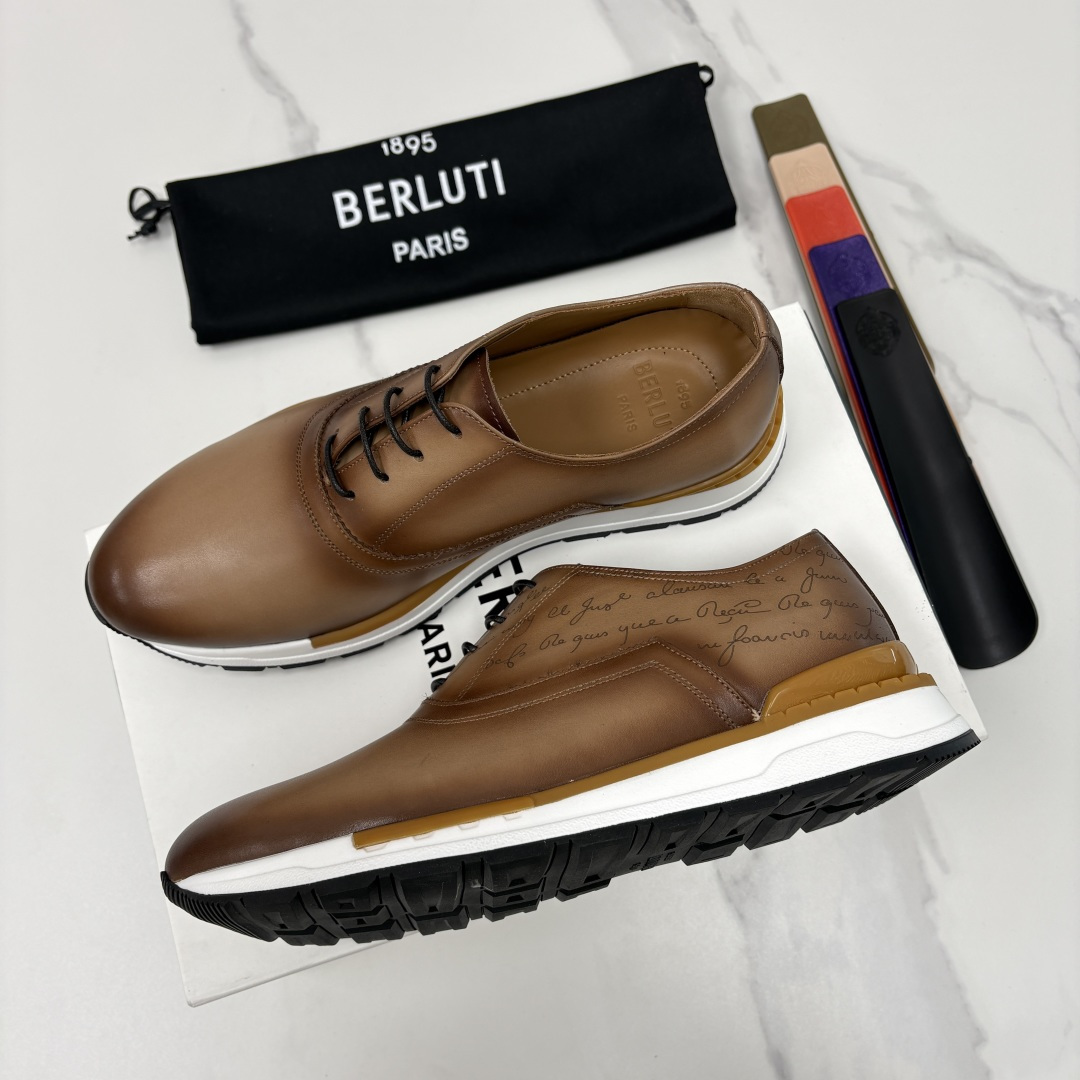 💋💍Berlut* 布鲁提 升级版第四代私模大底 Fast Track皮革运动鞋 官方 11,200 最