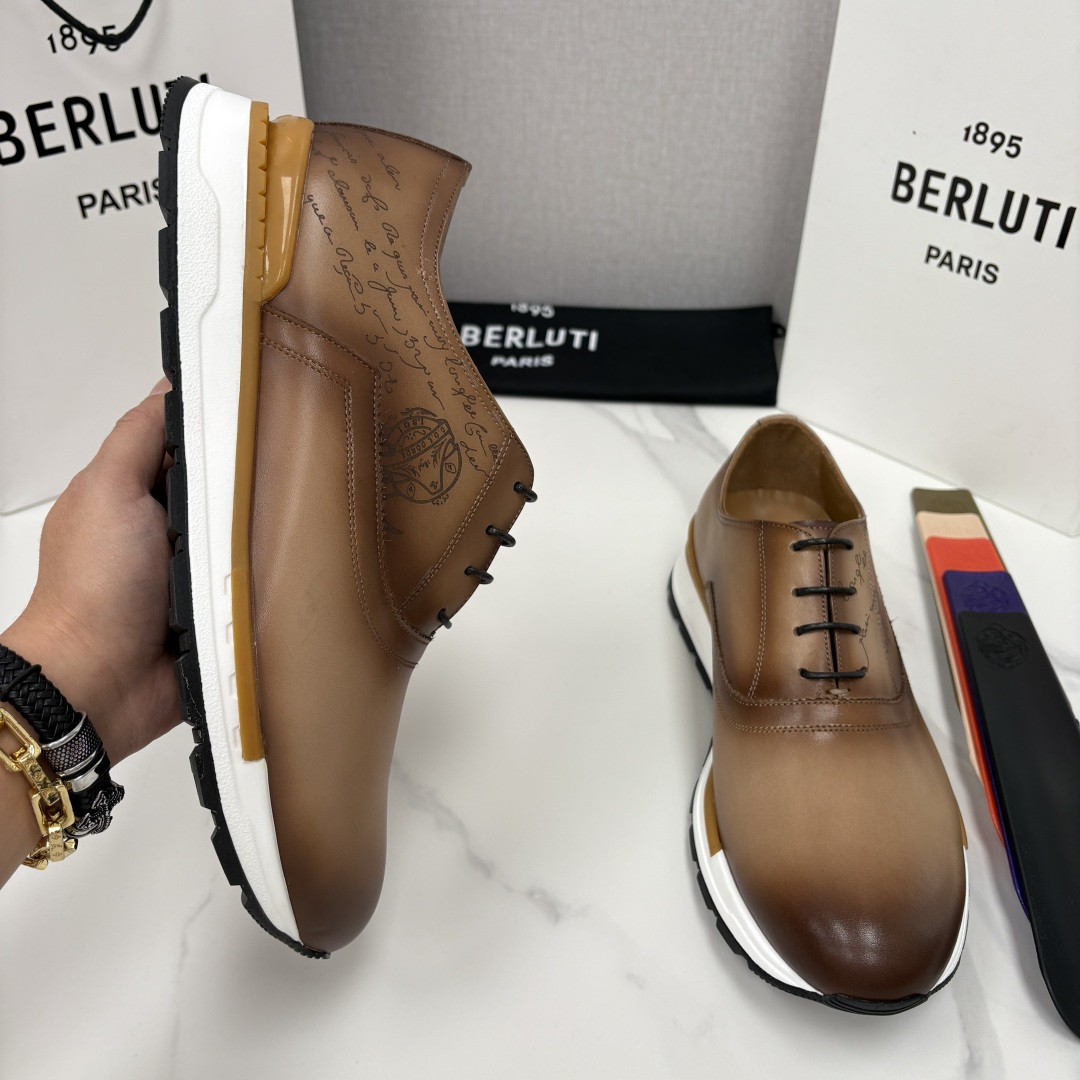 💋💍Berlut* 布鲁提 升级版第四代私模大底 Fast Track皮革运动鞋 官方 11,200 最