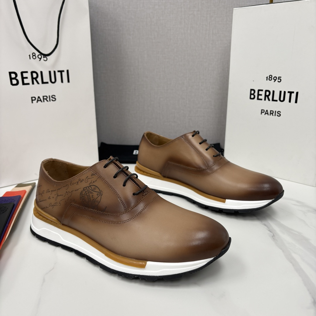 💋💍Berlut* 布鲁提 升级版第四代私模大底 Fast Track皮革运动鞋 官方 11,200 最