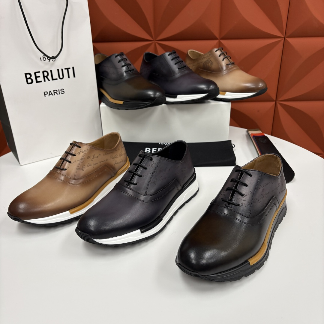 💋💍Berlut* 布鲁提 升级版第四代私模大底 Fast Track皮革运动鞋 官方 11,200 最
