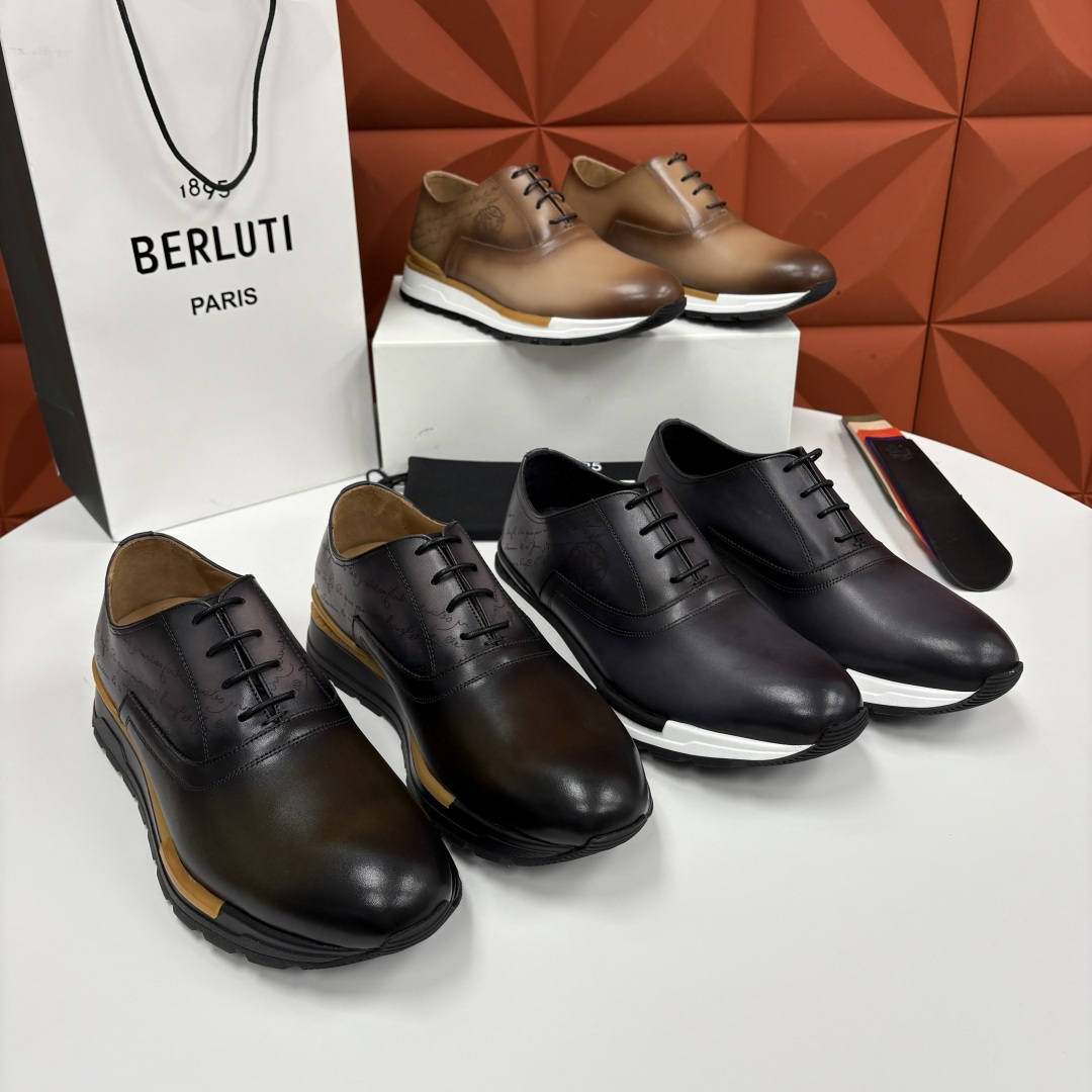 💋💍Berlut* 布鲁提 升级版第四代私模大底 Fast Track皮革运动鞋 官方 11,200 最