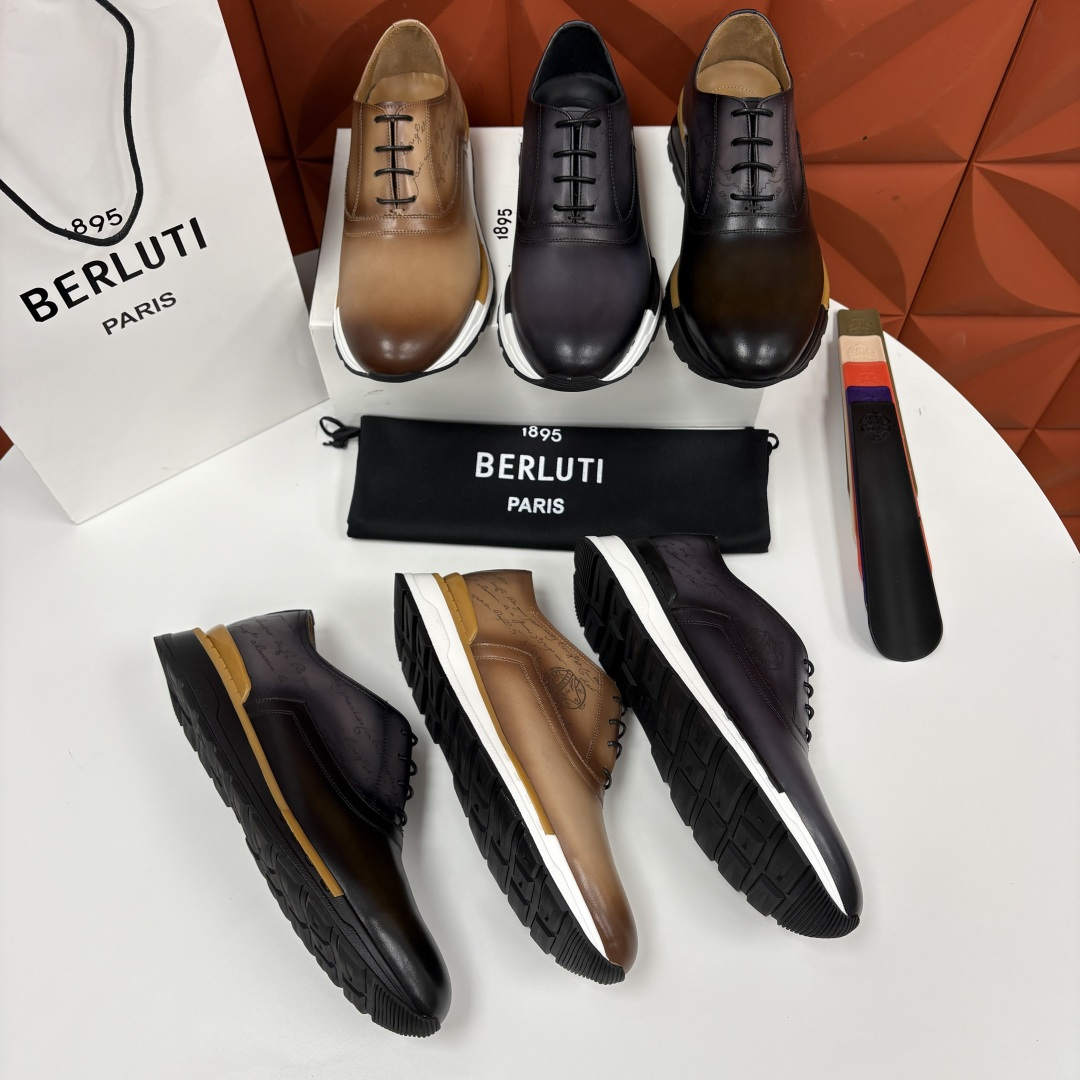 💋💍Berlut* 布鲁提 升级版第四代私模大底 Fast Track皮革运动鞋 官方 11,200 最