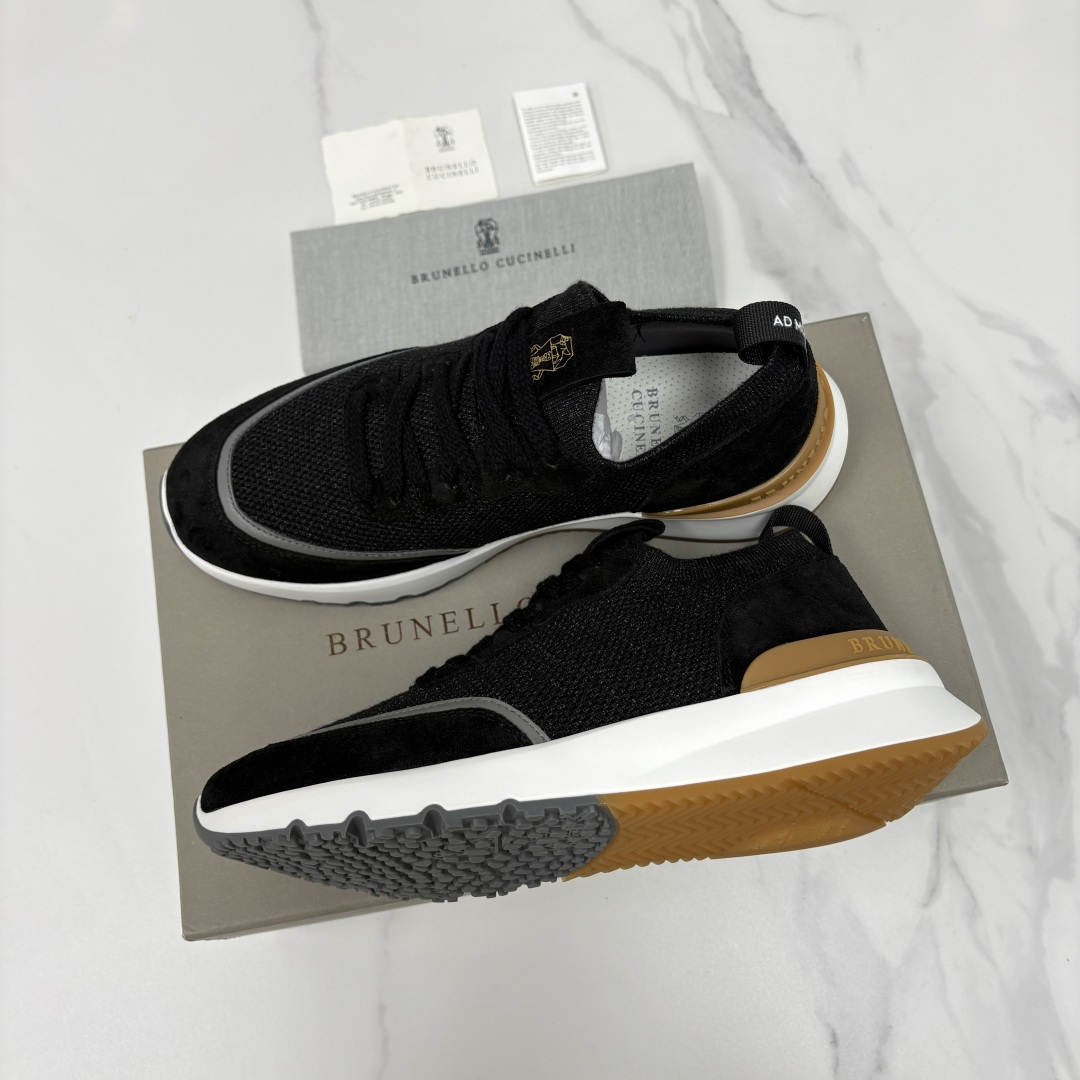 💋💍BC新品 Brunello Cucinell* 混色针织拼接绒面低帮运动鞋 官方 9,600 采用高