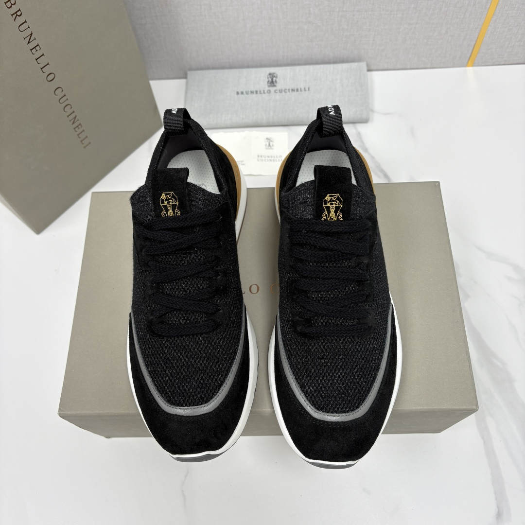 💋💍BC新品 Brunello Cucinell* 混色针织拼接绒面低帮运动鞋 官方 9,600 采用高