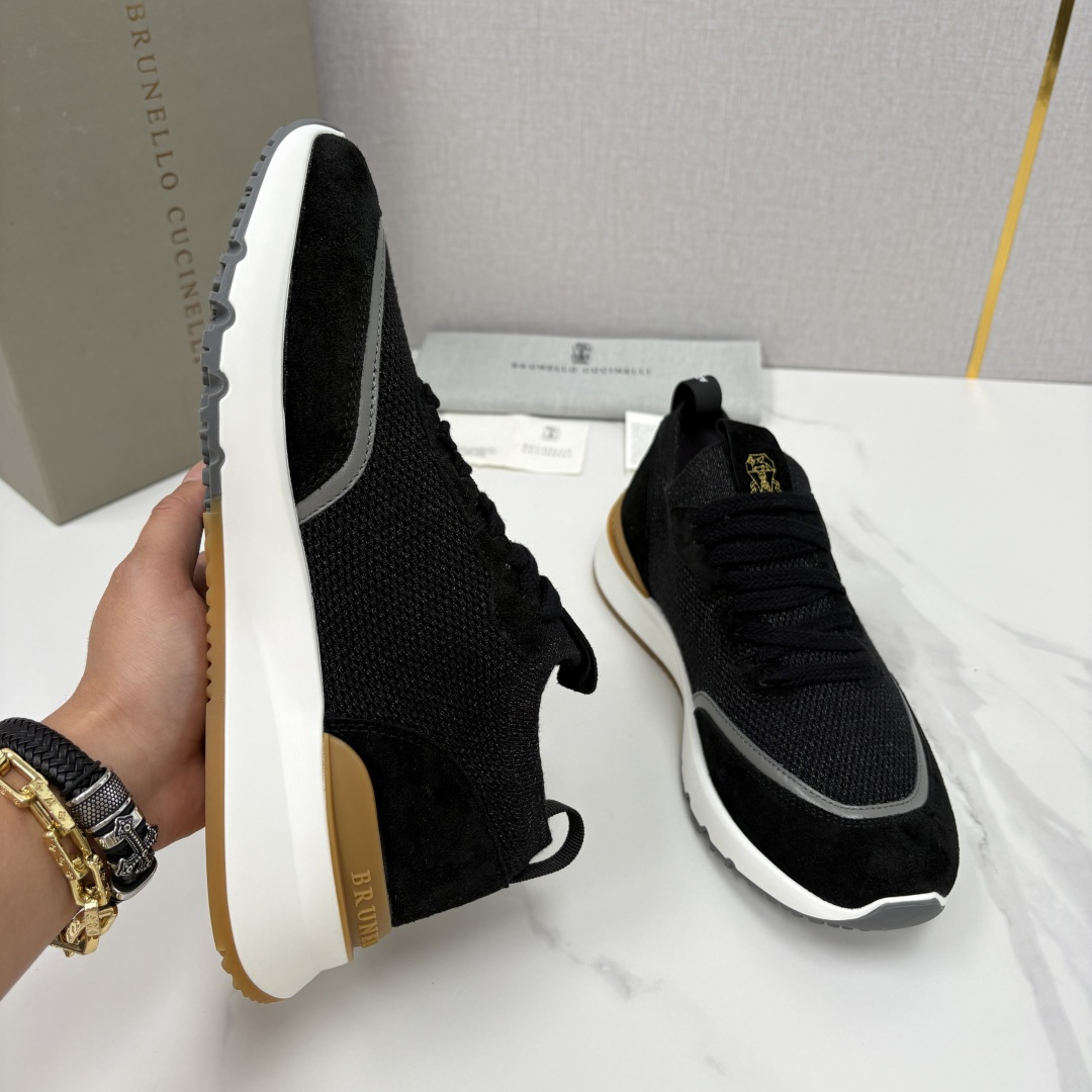 💋💍BC新品 Brunello Cucinell* 混色针织拼接绒面低帮运动鞋 官方 9,600 采用高