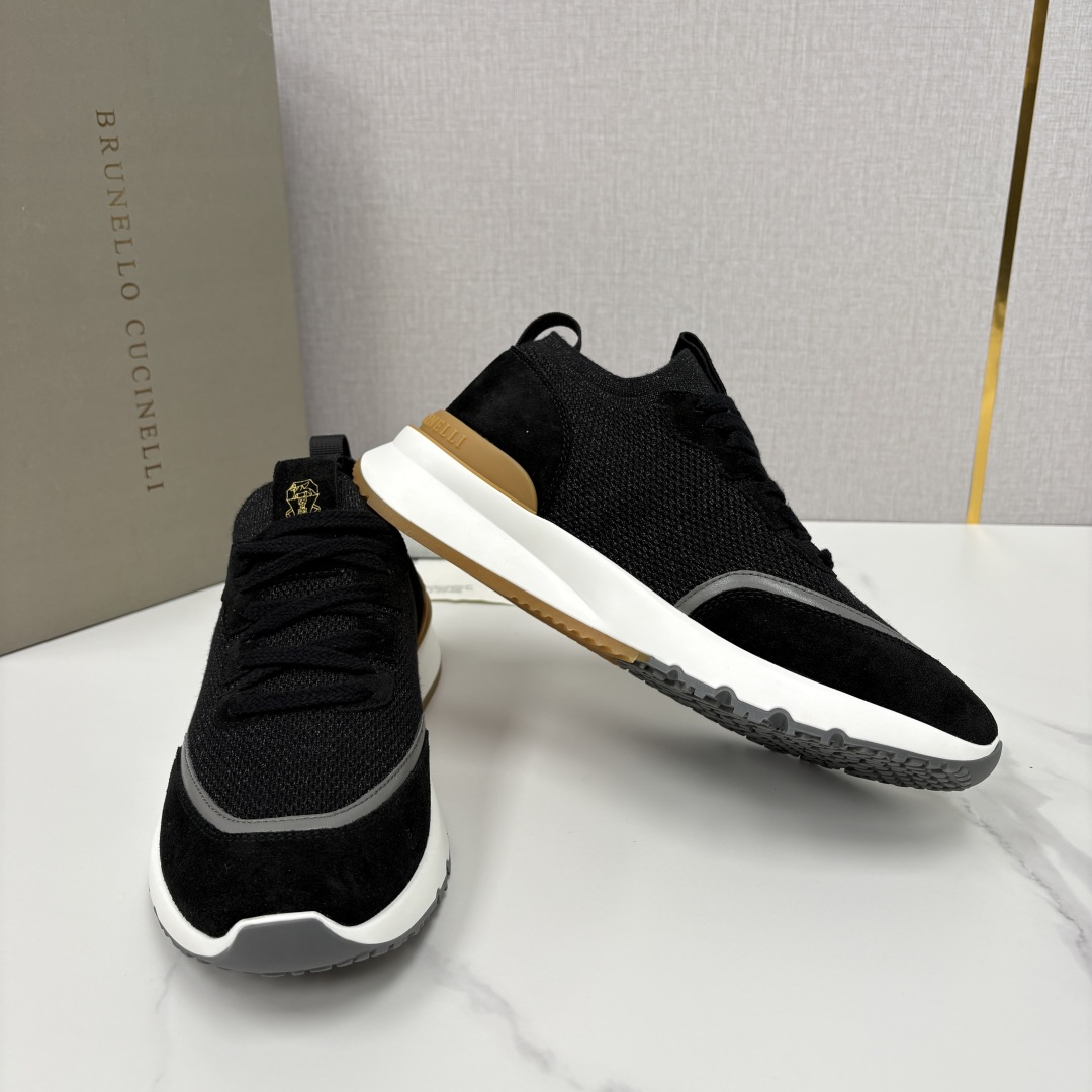 💋💍BC新品 Brunello Cucinell* 混色针织拼接绒面低帮运动鞋 官方 9,600 采用高