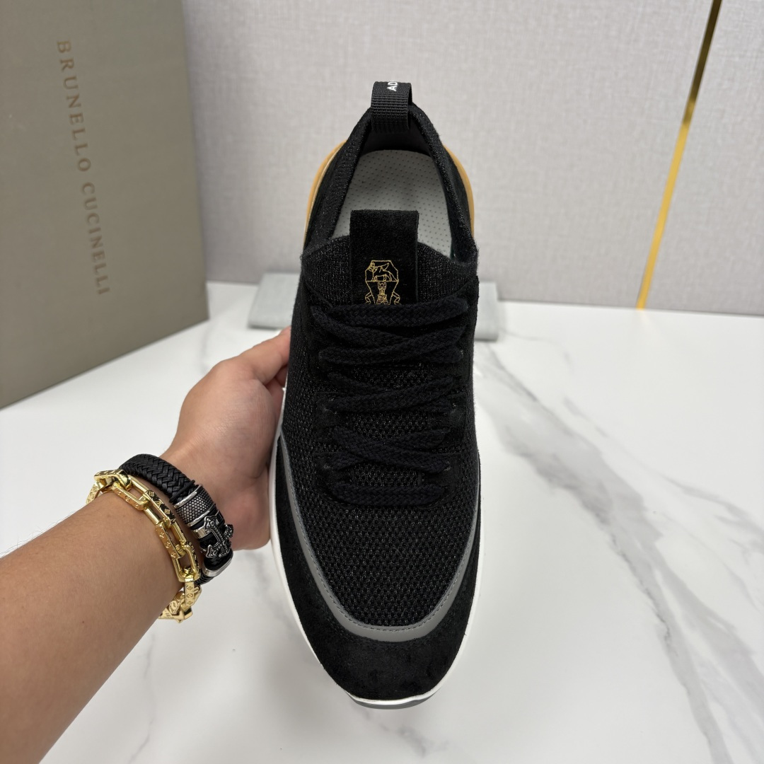 💋💍BC新品 Brunello Cucinell* 混色针织拼接绒面低帮运动鞋 官方 9,600 采用高