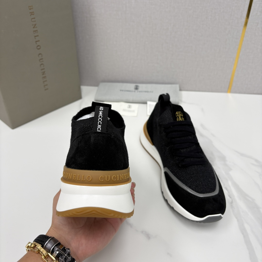 💋💍BC新品 Brunello Cucinell* 混色针织拼接绒面低帮运动鞋 官方 9,600 采用高