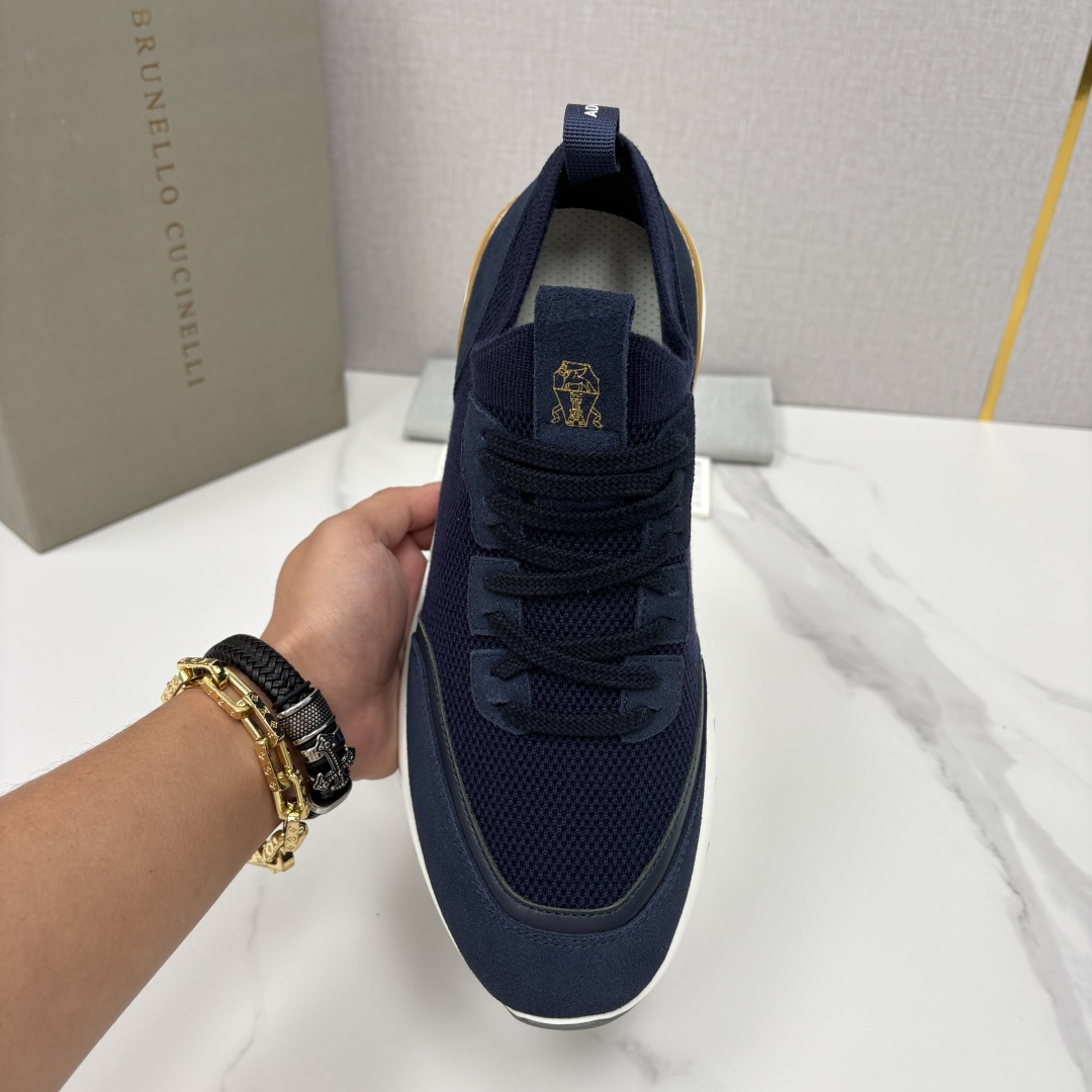 💋💍BC新品 Brunello Cucinell* 混色针织拼接绒面低帮运动鞋 官方 9,600 采用高