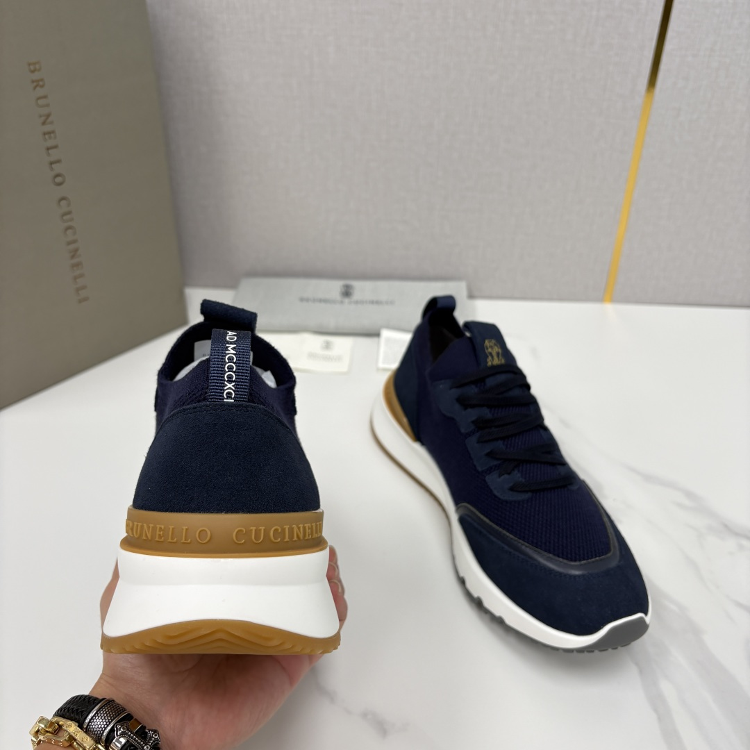 💋💍BC新品 Brunello Cucinell* 混色针织拼接绒面低帮运动鞋 官方 9,600 采用高