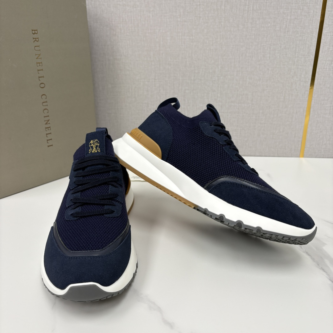 💋💍BC新品 Brunello Cucinell* 混色针织拼接绒面低帮运动鞋 官方 9,600 采用高