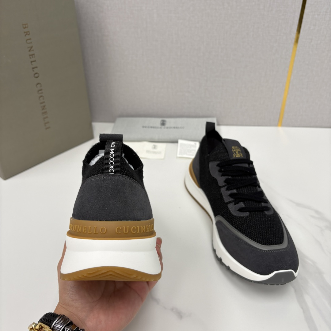 💋💍BC新品 Brunello Cucinell* 混色针织拼接绒面低帮运动鞋 官方 9,600 采用高