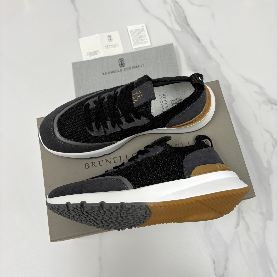 💋💍BC新品 Brunello Cucinell* 混色针织拼接绒面低帮运动鞋 官方 9,600 采用高