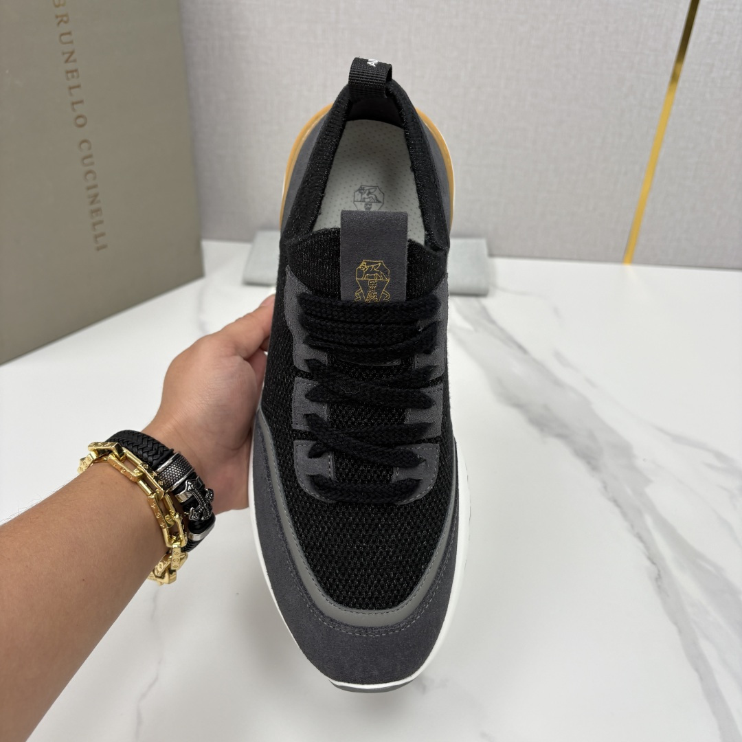 💋💍BC新品 Brunello Cucinell* 混色针织拼接绒面低帮运动鞋 官方 9,600 采用高