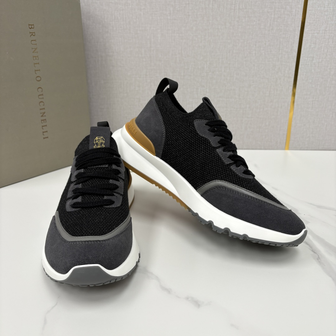 💋💍BC新品 Brunello Cucinell* 混色针织拼接绒面低帮运动鞋 官方 9,600 采用高