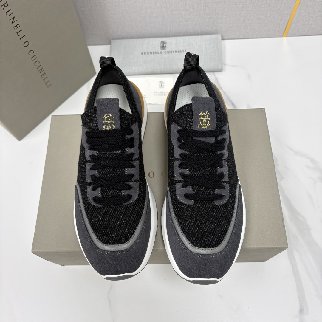 💋💍BC新品 Brunello Cucinell* 混色针织拼接绒面低帮运动鞋 官方 9,600 采用高