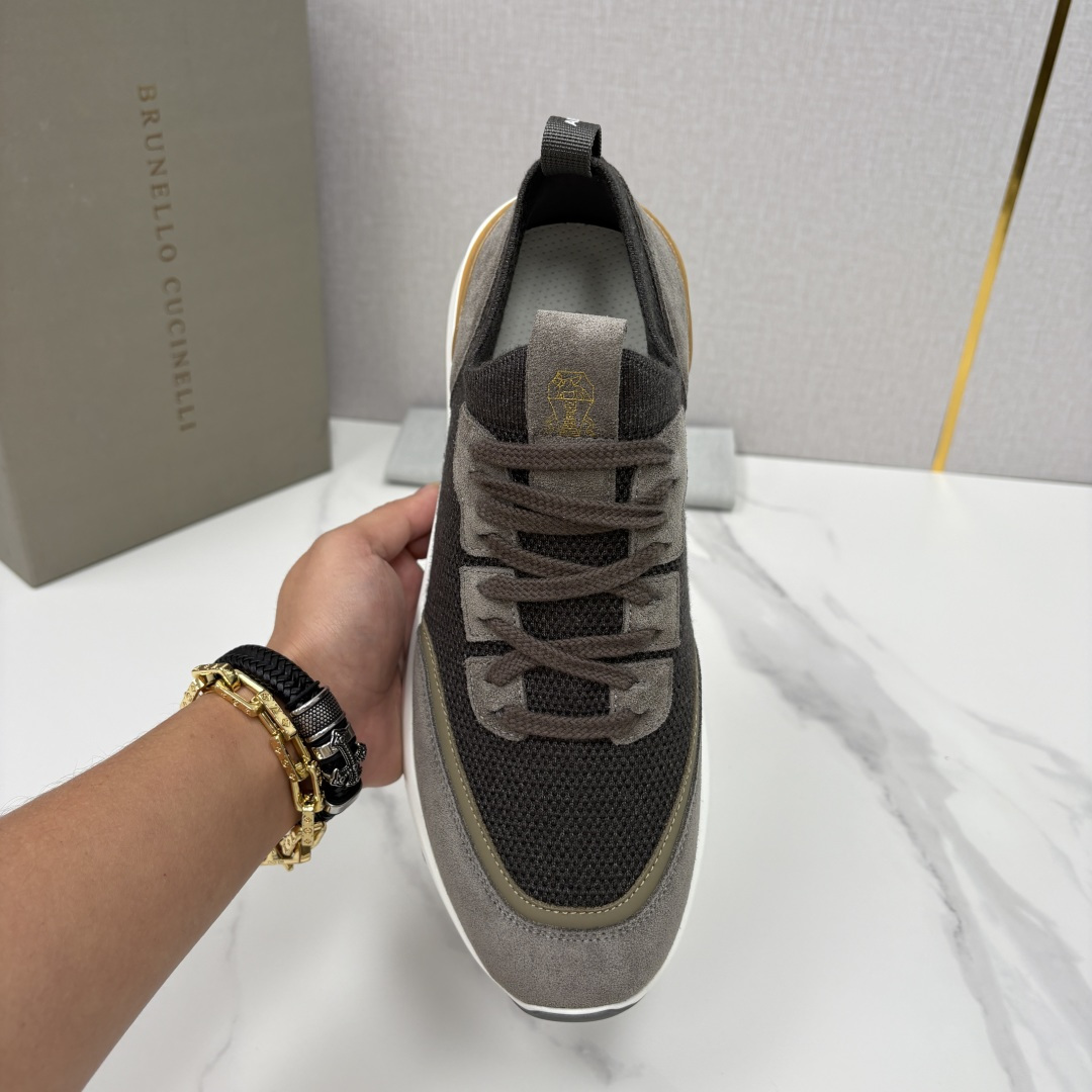 💋💍BC新品 Brunello Cucinell* 混色针织拼接绒面低帮运动鞋 官方 9,600 采用高