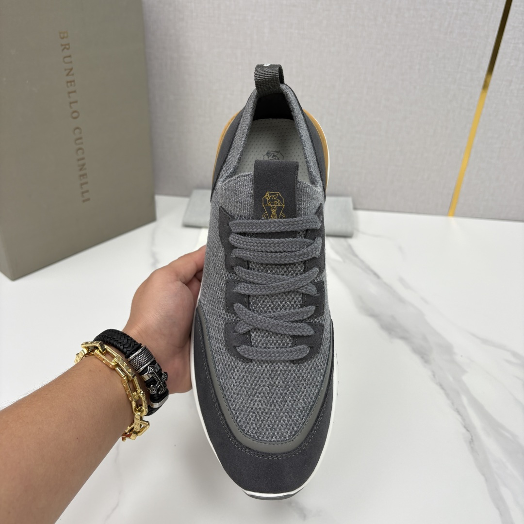 💋💍BC新品 Brunello Cucinell* 混色针织拼接绒面低帮运动鞋 官方 9,600 采用高