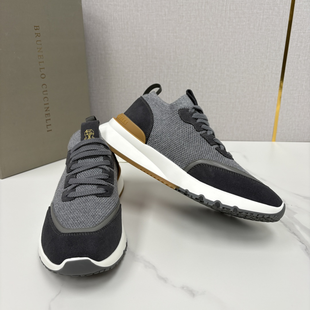 💋💍BC新品 Brunello Cucinell* 混色针织拼接绒面低帮运动鞋 官方 9,600 采用高