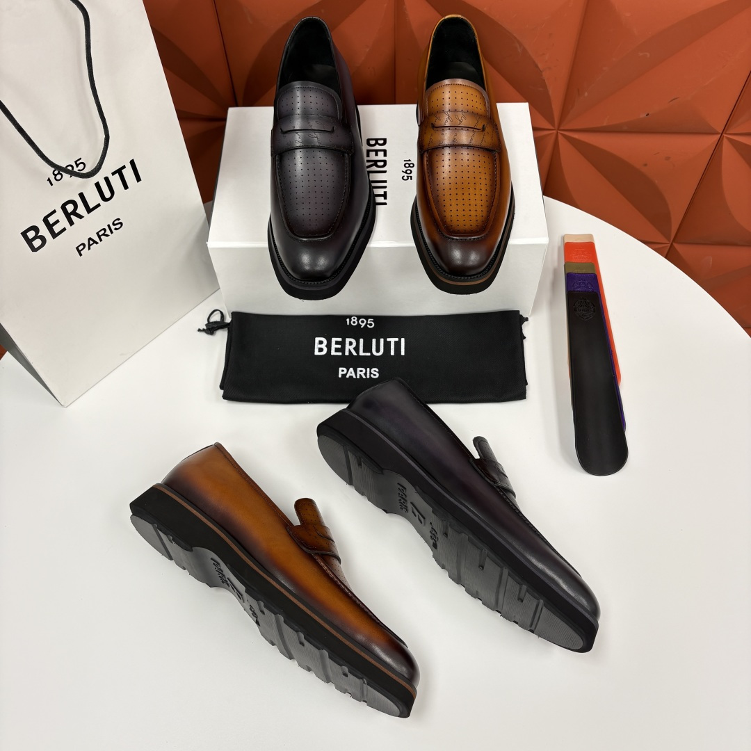 💋 💍 BERLUT* 布鲁提 New Alessio皮革乐福鞋鞋 官方 17,100 男士厚底乐福皮鞋