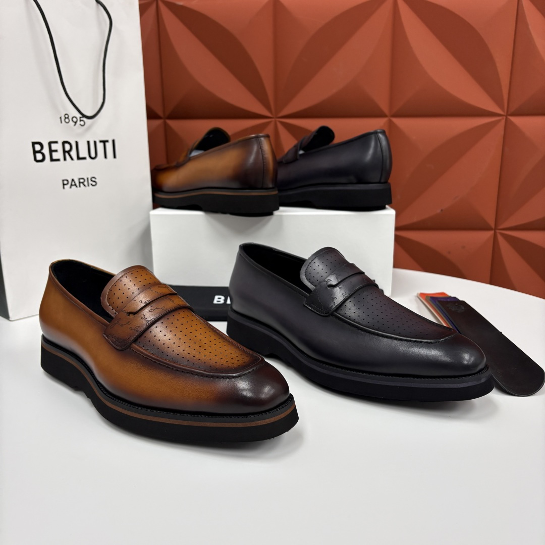 💋 💍 BERLUT* 布鲁提 New Alessio皮革乐福鞋鞋 官方 17,100 男士厚底乐福皮鞋