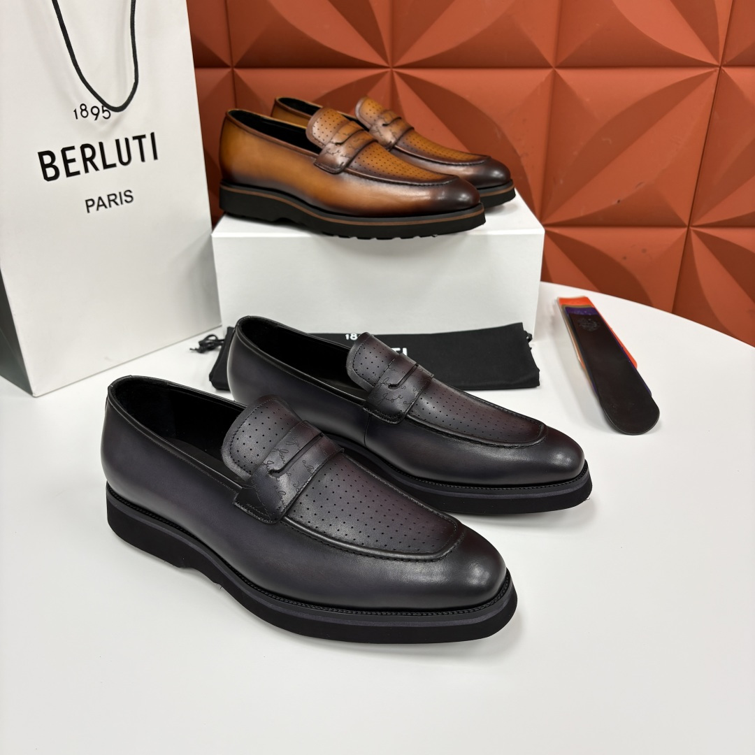 💋 💍 BERLUT* 布鲁提 New Alessio皮革乐福鞋鞋 官方 17,100 男士厚底乐福皮鞋