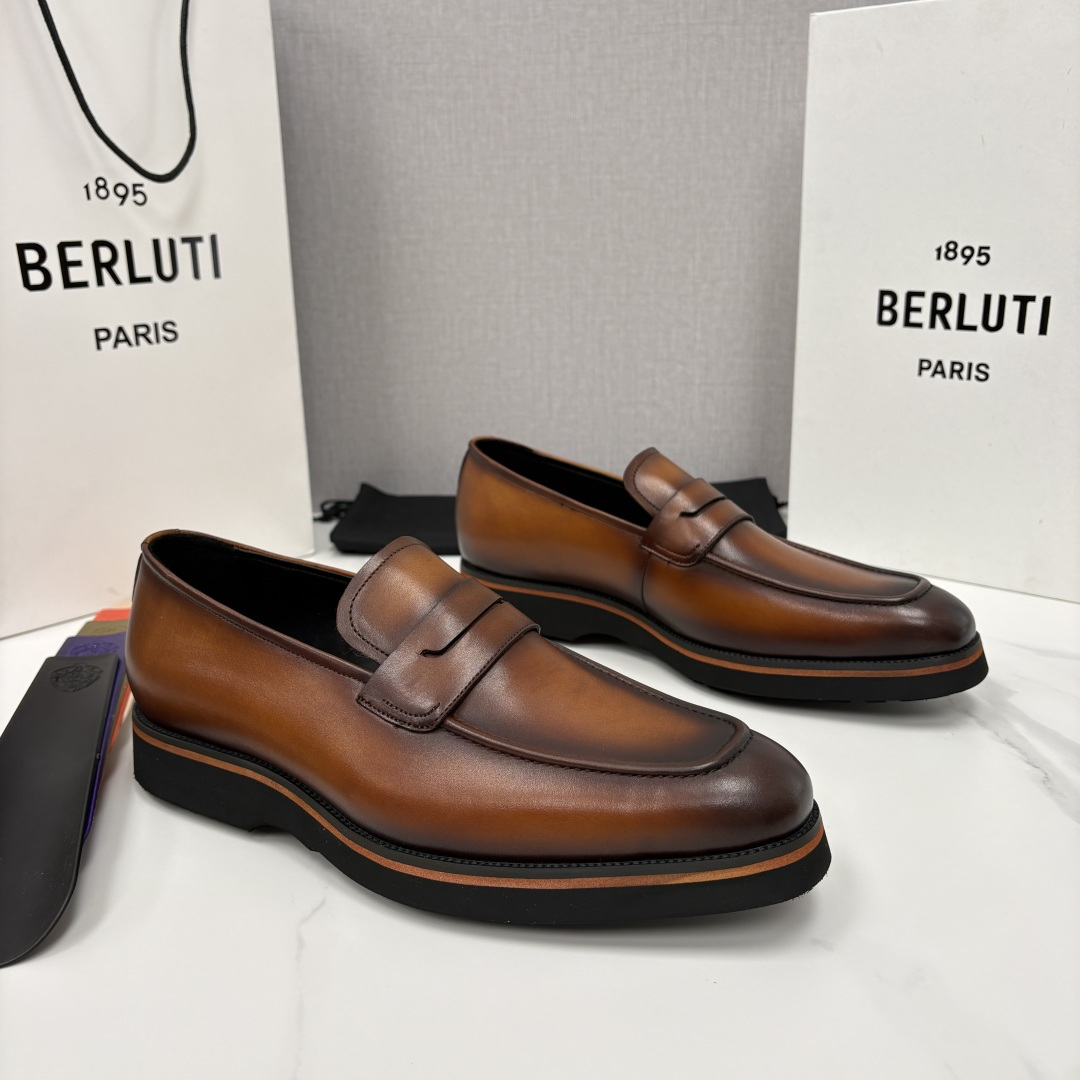 💋 💍 BERLUT* 布鲁提 New Alessio皮革乐福鞋鞋 官方 17,100 男士厚底乐福皮鞋