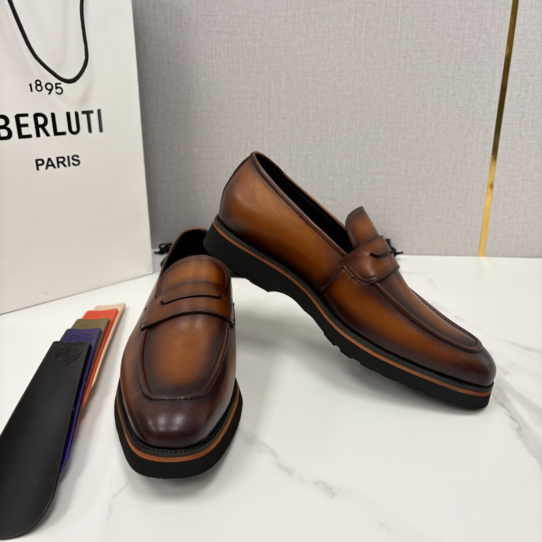 💋 💍 BERLUT* 布鲁提 New Alessio皮革乐福鞋鞋 官方 17,100 男士厚底乐福皮鞋