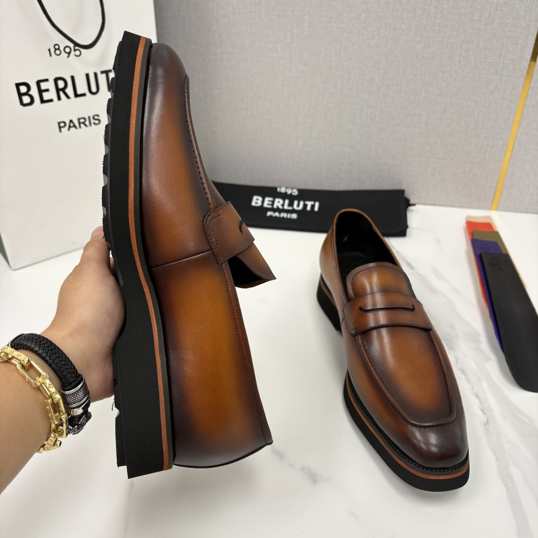 💋 💍 BERLUT* 布鲁提 New Alessio皮革乐福鞋鞋 官方 17,100 男士厚底乐福皮鞋