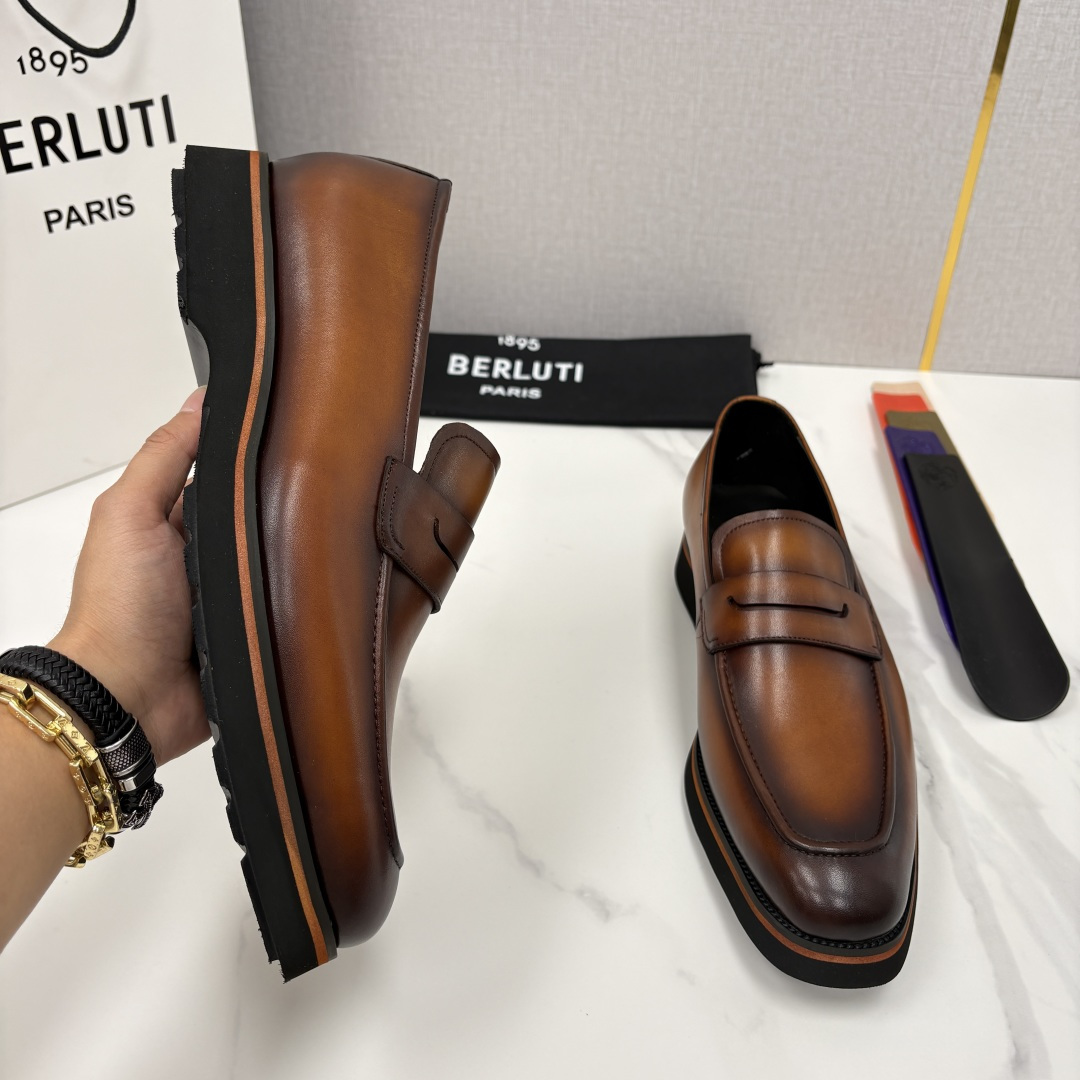 💋 💍 BERLUT* 布鲁提 New Alessio皮革乐福鞋鞋 官方 17,100 男士厚底乐福皮鞋