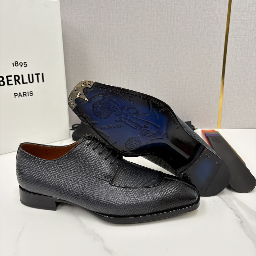 💋💍Berlut* 布鲁提 新款男士手工擦色正装皮鞋出货 甄选优质进口小牛皮鞋面 手工擦色工艺处理效果 