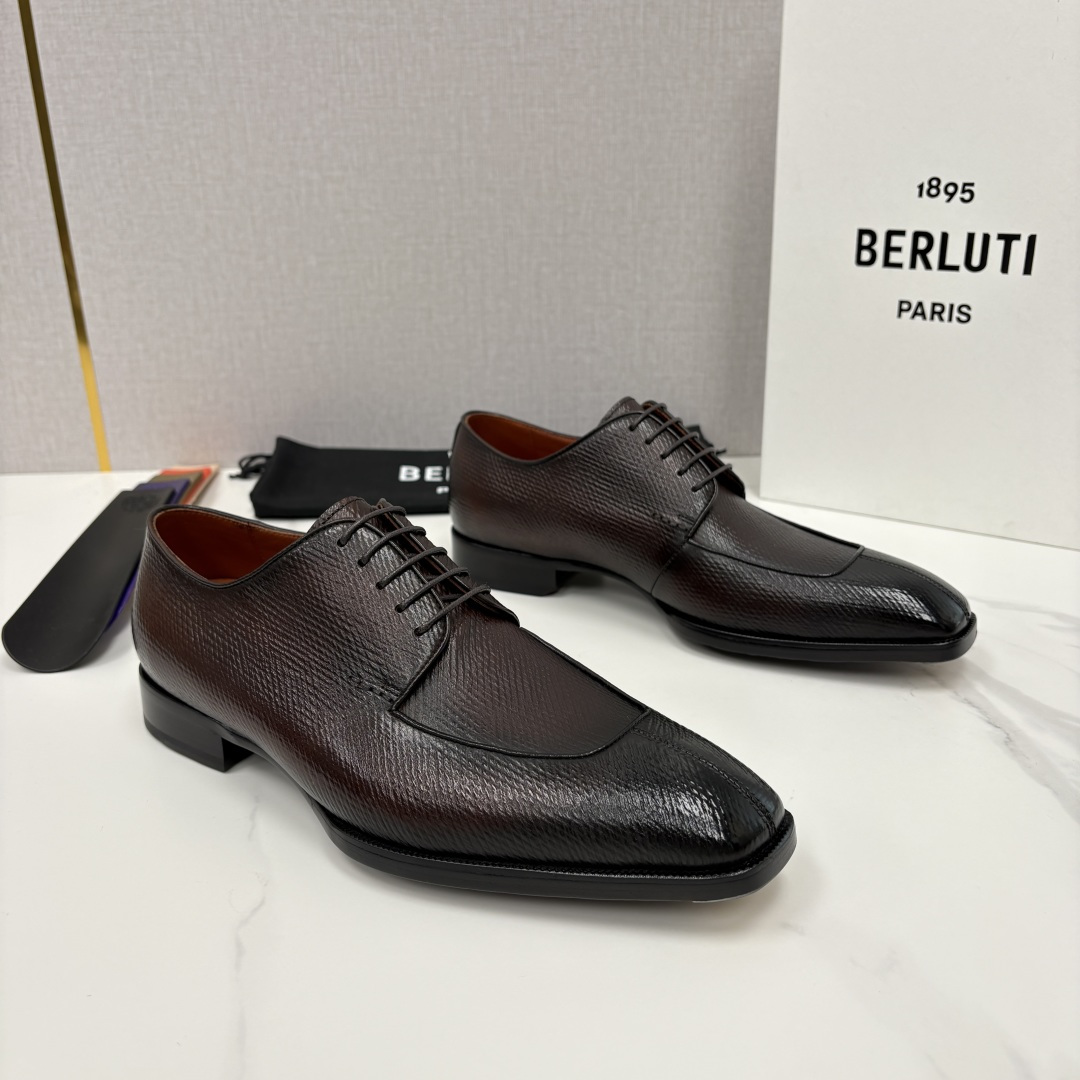 💋💍Berlut* 布鲁提 新款男士手工擦色正装皮鞋出货 甄选优质进口小牛皮鞋面 手工擦色工艺处理效果 