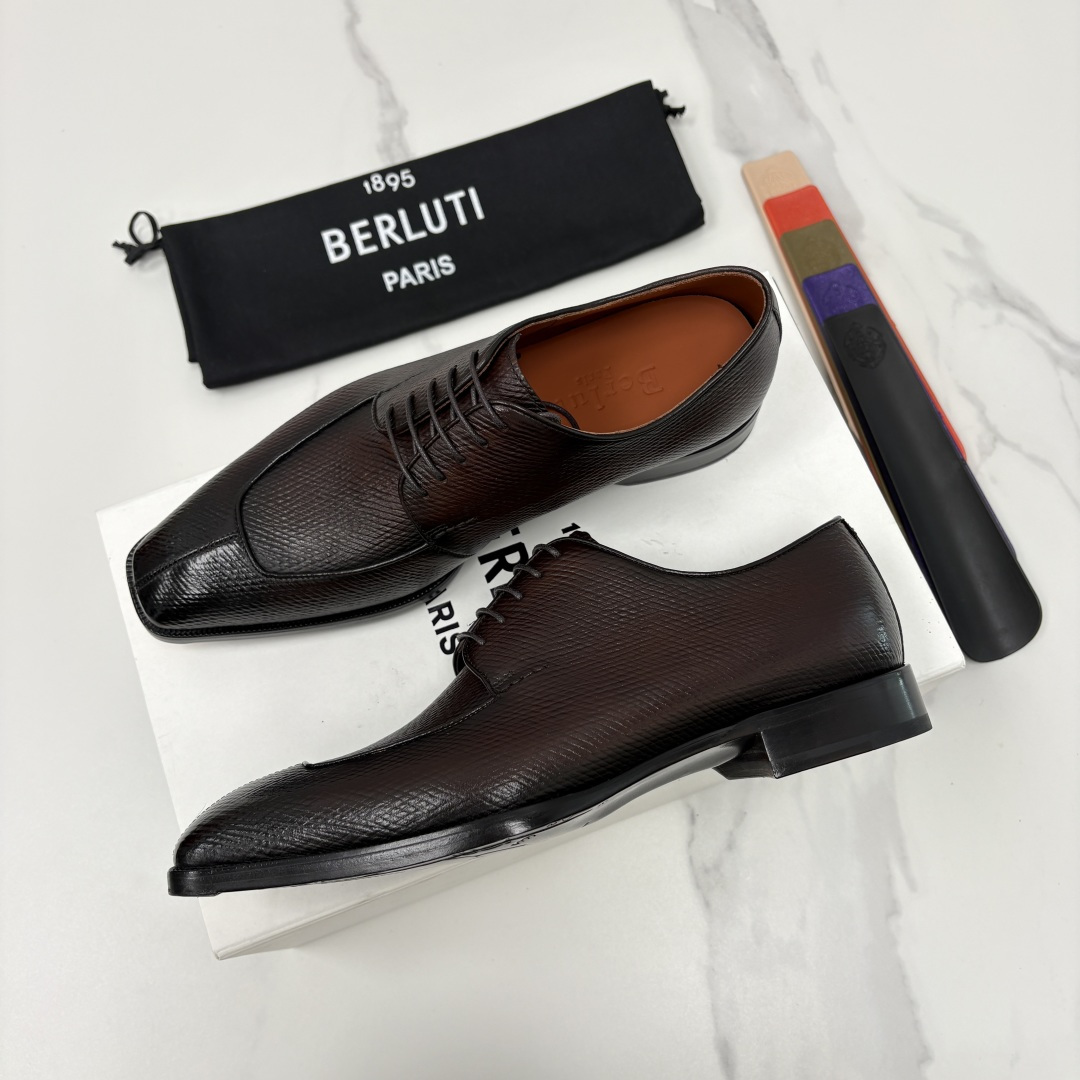 💋💍Berlut* 布鲁提 新款男士手工擦色正装皮鞋出货 甄选优质进口小牛皮鞋面 手工擦色工艺处理效果 