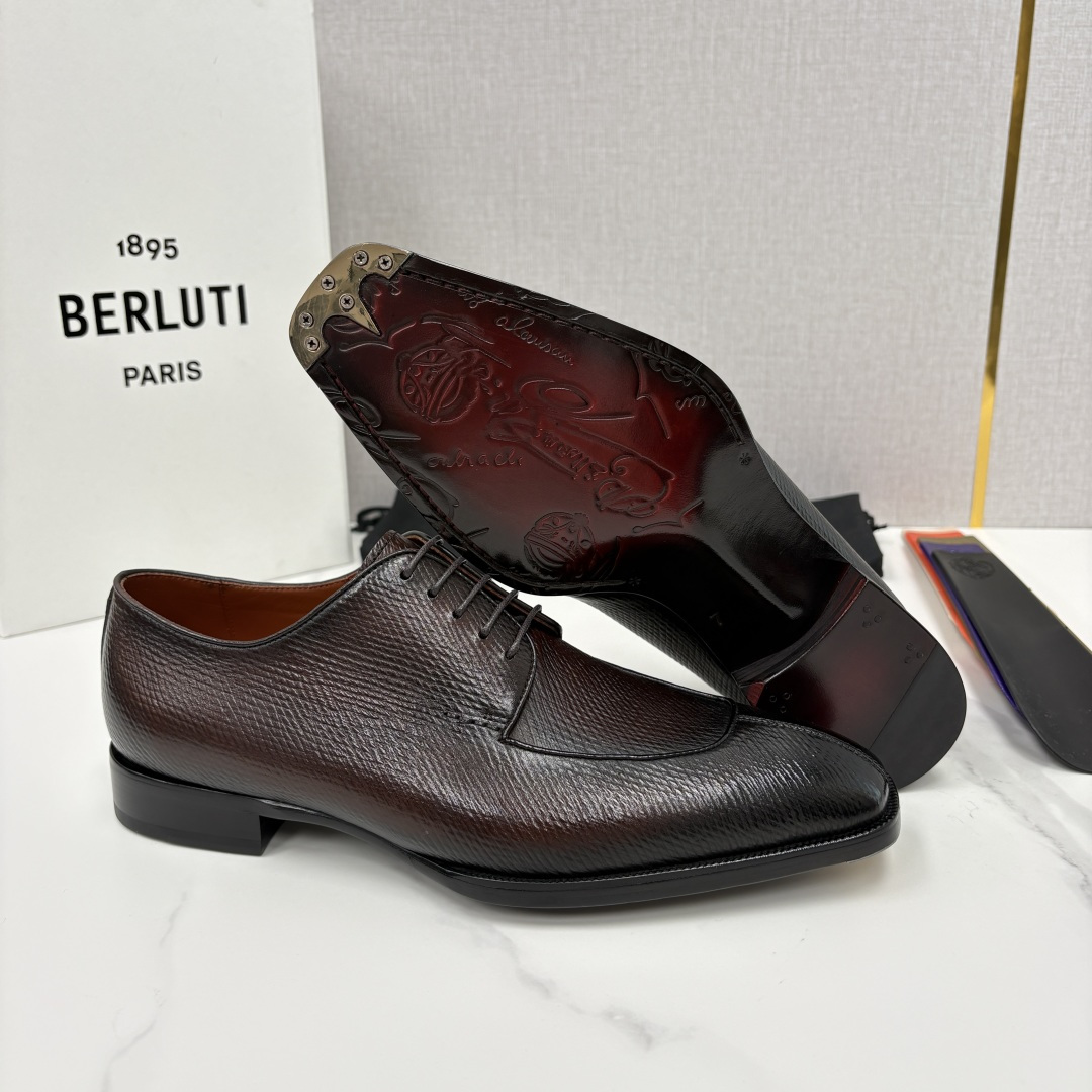 💋💍Berlut* 布鲁提 新款男士手工擦色正装皮鞋出货 甄选优质进口小牛皮鞋面 手工擦色工艺处理效果 