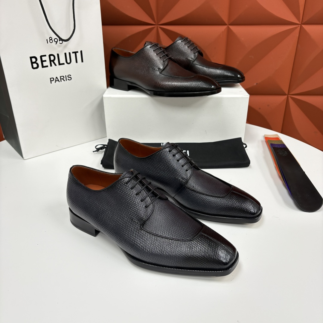 💋💍Berlut* 布鲁提 新款男士手工擦色正装皮鞋出货 甄选优质进口小牛皮鞋面 手工擦色工艺处理效果 