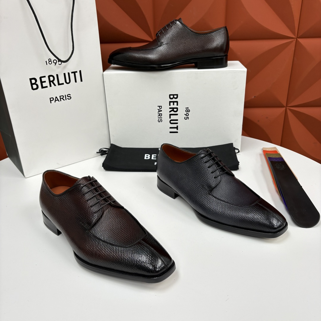 💋💍Berlut* 布鲁提 新款男士手工擦色正装皮鞋出货 甄选优质进口小牛皮鞋面 手工擦色工艺处理效果 