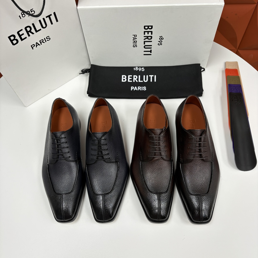💋💍Berlut* 布鲁提 新款男士手工擦色正装皮鞋出货 甄选优质进口小牛皮鞋面 手工擦色工艺处理效果 