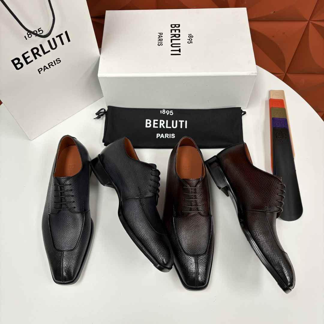 💋💍Berlut* 布鲁提 新款男士手工擦色正装皮鞋出货 甄选优质进口小牛皮鞋面 手工擦色工艺处理效果 