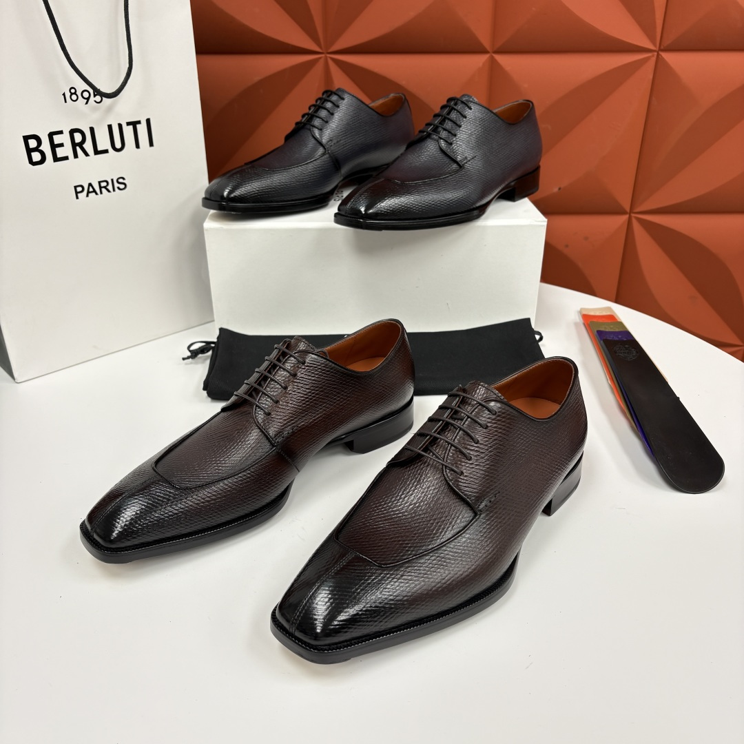 💋💍Berlut* 布鲁提 新款男士手工擦色正装皮鞋出货 甄选优质进口小牛皮鞋面 手工擦色工艺处理效果 