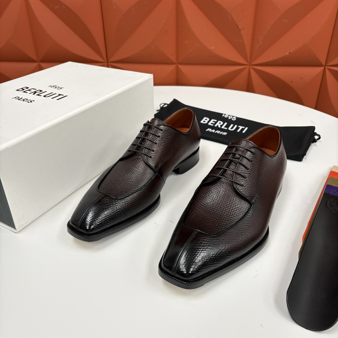 💋💍Berlut* 布鲁提 新款男士手工擦色正装皮鞋出货 甄选优质进口小牛皮鞋面 手工擦色工艺处理效果 