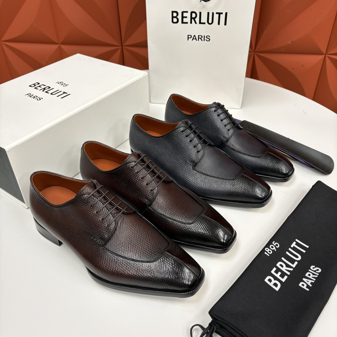 💋💍Berlut* 布鲁提 新款男士手工擦色正装皮鞋出货 甄选优质进口小牛皮鞋面 手工擦色工艺处理效果 