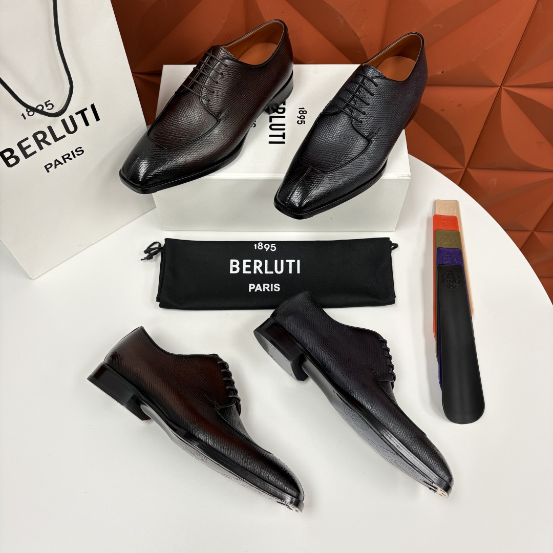 💋💍Berlut* 布鲁提 新款男士手工擦色正装皮鞋出货 甄选优质进口小牛皮鞋面 手工擦色工艺处理效果 