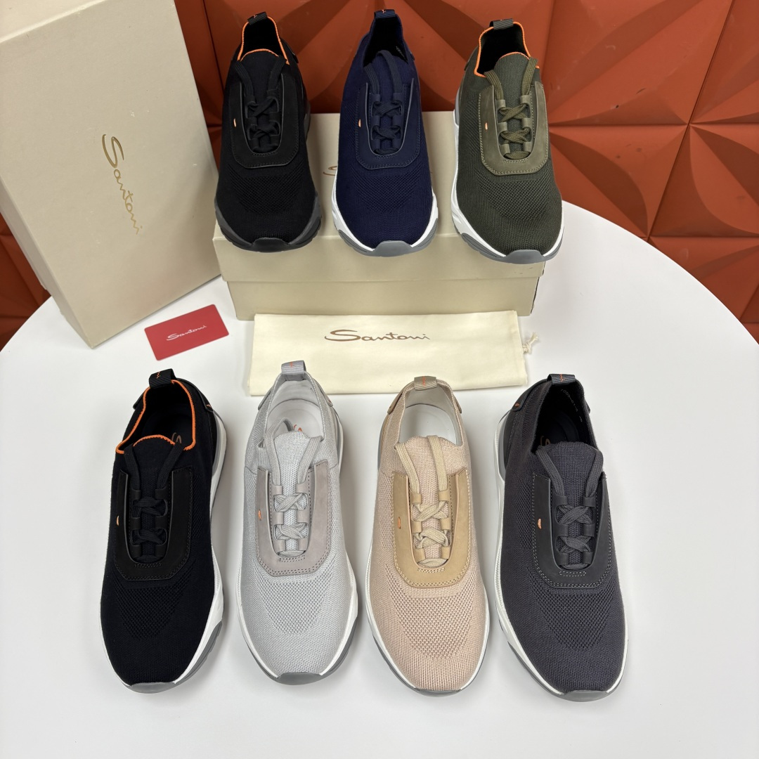 💋💍Santon* (圣东-尼）意大利男士针织低帮运动鞋出货！这个意大利纯手工鞋履品牌的每一双鞋设计简洁