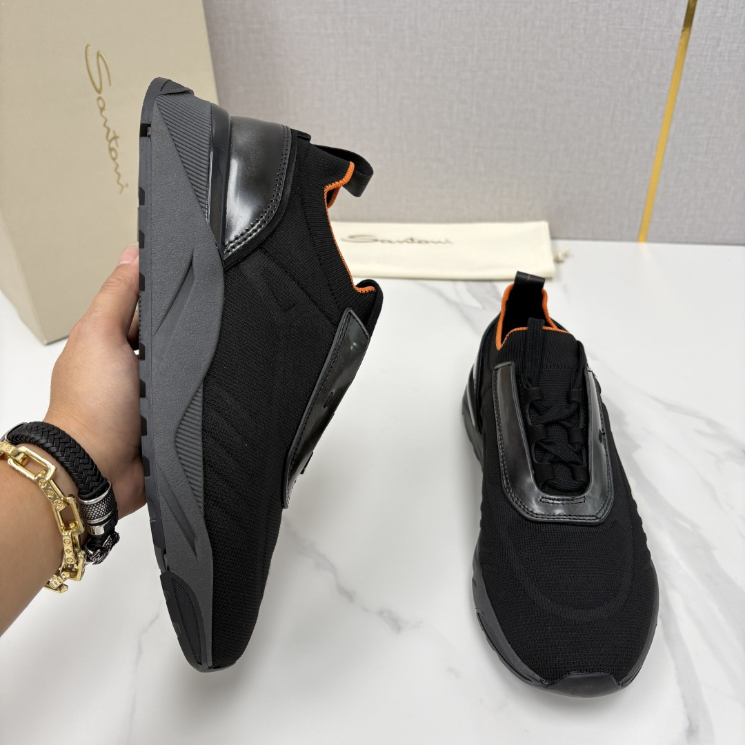💋💍Santon* (圣东-尼）意大利男士针织压花低帮运动鞋出货！这个意大利纯手工鞋履品牌的每一双鞋设计