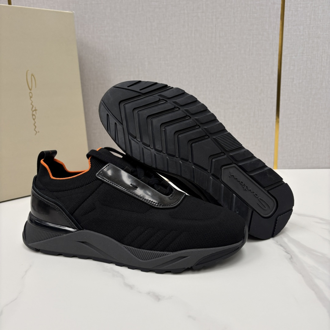 💋💍Santon* (圣东-尼）意大利男士针织压花低帮运动鞋出货！这个意大利纯手工鞋履品牌的每一双鞋设计