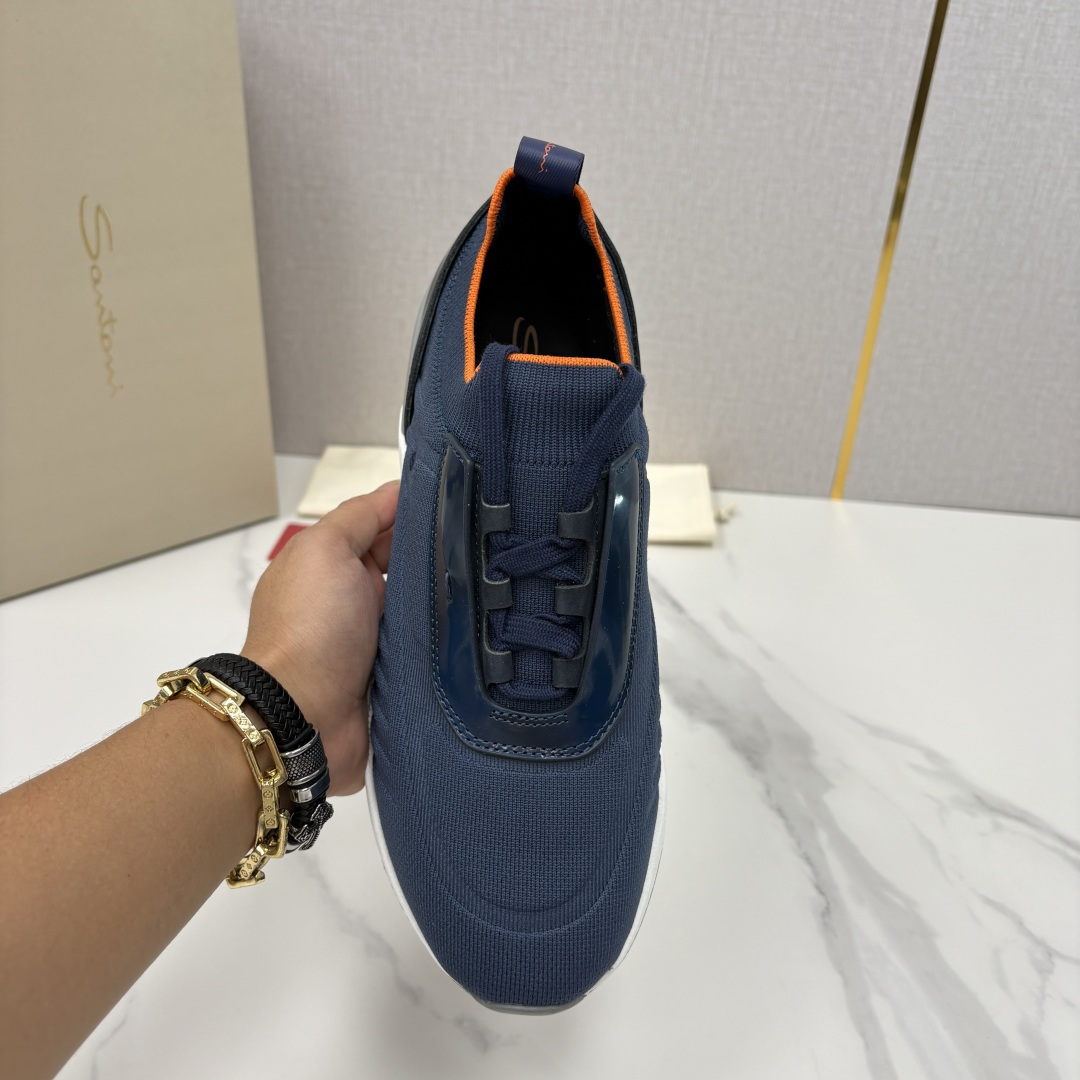 💋💍Santon* (圣东-尼）意大利男士针织压花低帮运动鞋出货！这个意大利纯手工鞋履品牌的每一双鞋设计