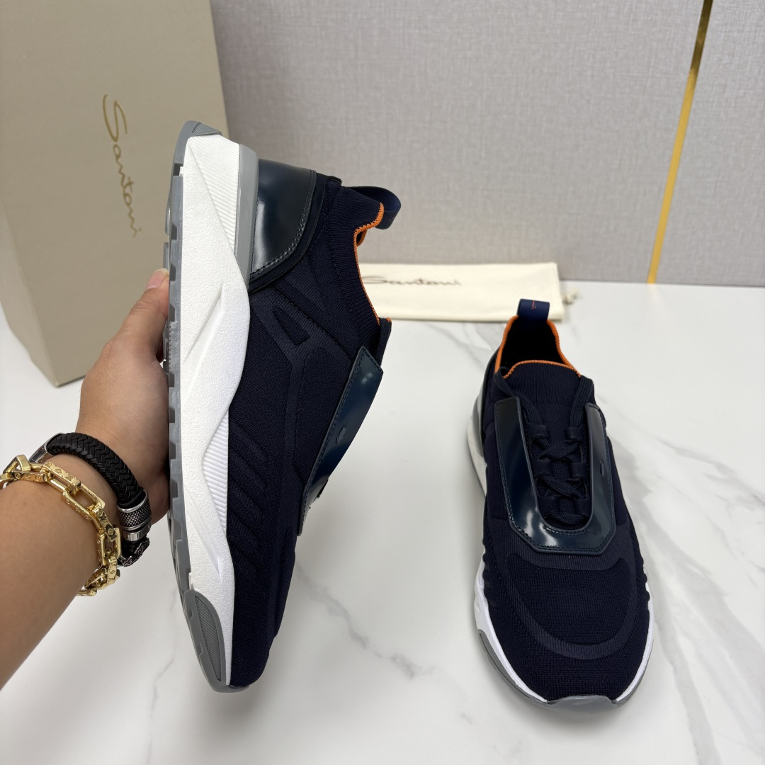 💋💍Santon* (圣东-尼）意大利男士针织压花低帮运动鞋出货！这个意大利纯手工鞋履品牌的每一双鞋设计