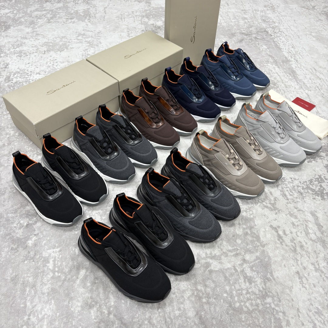 💋💍Santon* (圣东-尼）意大利男士针织压花低帮运动鞋出货！这个意大利纯手工鞋履品牌的每一双鞋设计