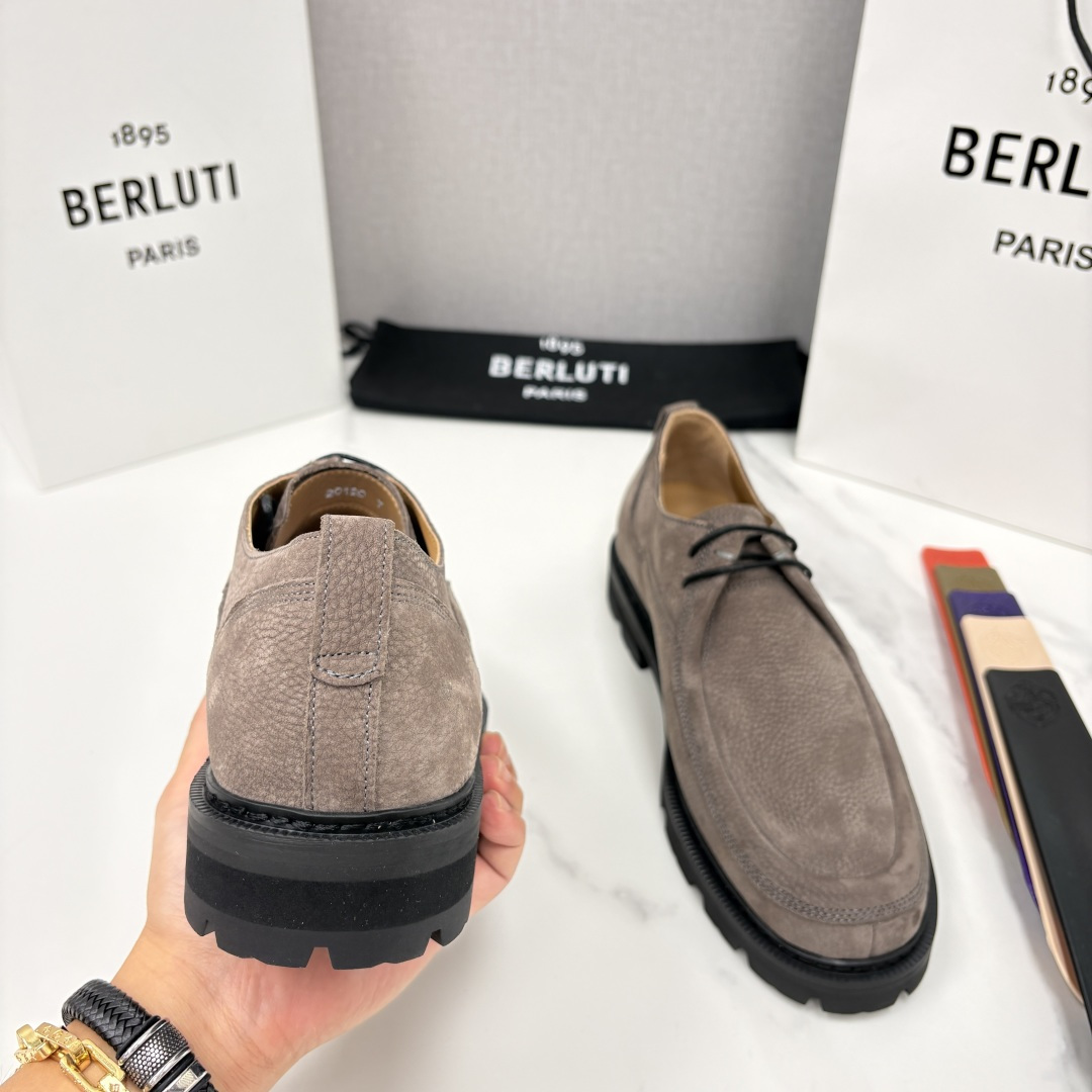 💋💍Berlut* 布鲁提 新品牛津鞋男士皮鞋  皮革德比鞋官方 21300，采用进口磨砂摔纹皮精制而成